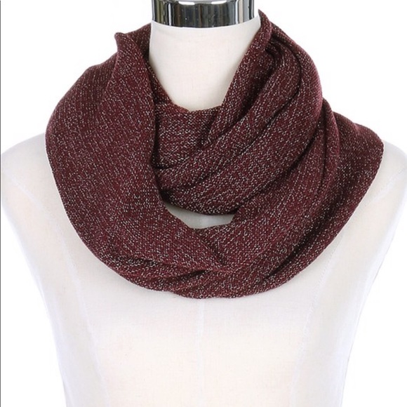 ShopBossyJocey Accessories - Aubrey Glitter Accent Burgundy Infinity Scarf